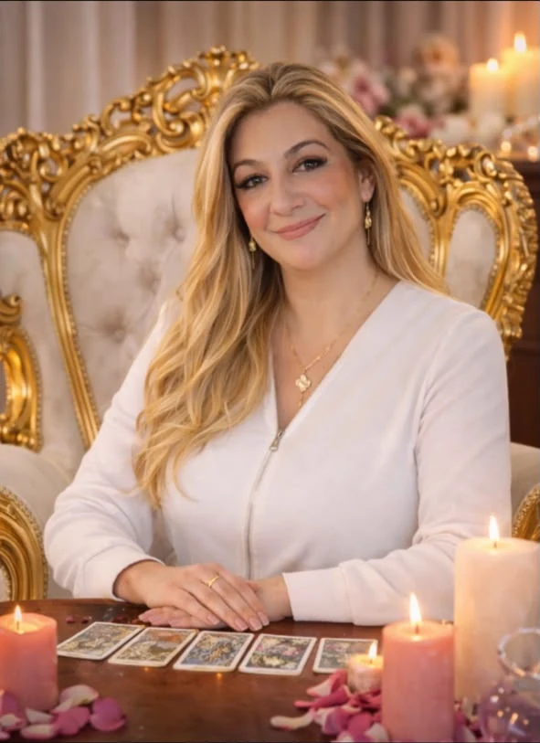 Helena Sensitiva durante atendimento com cartas